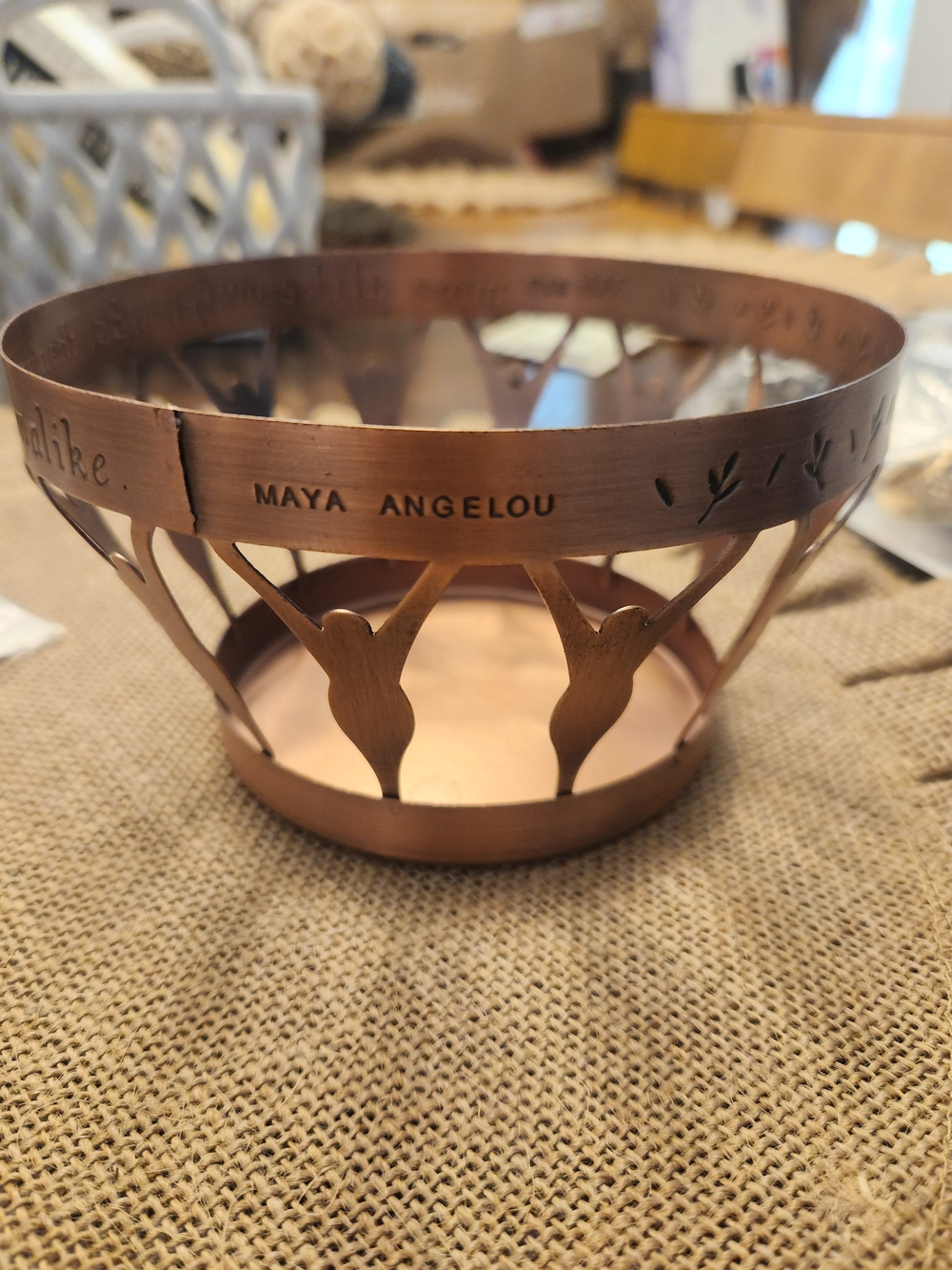 Maya Angelo Quote Copper Decorative Bowl
